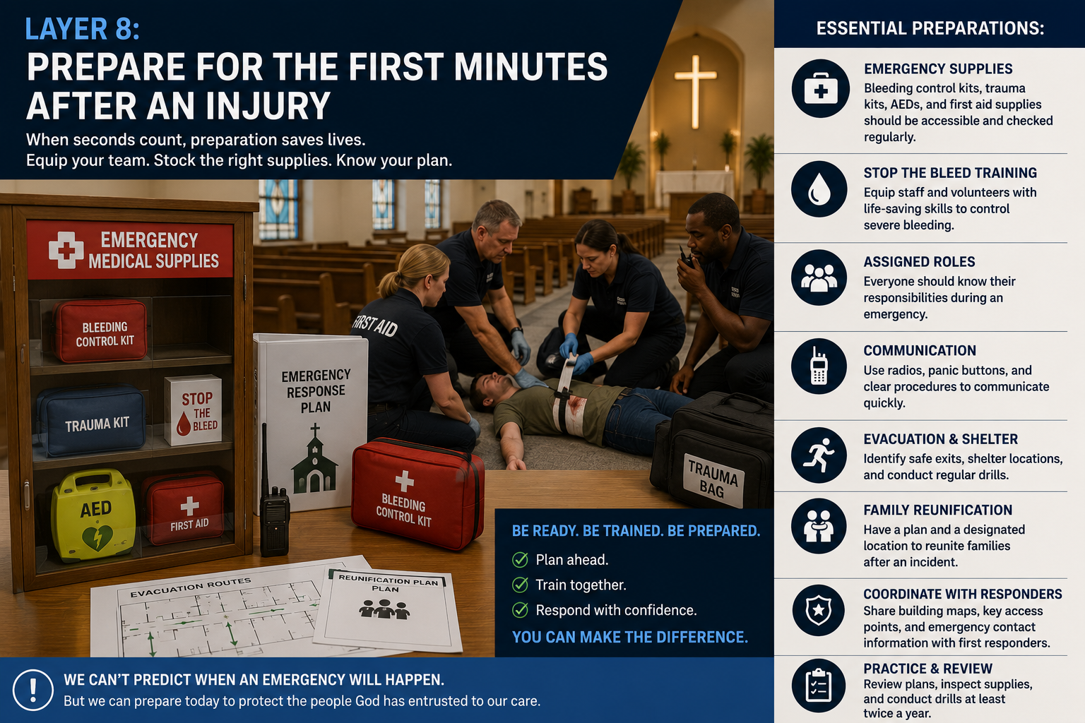 Prepare for the first minutes after an injury