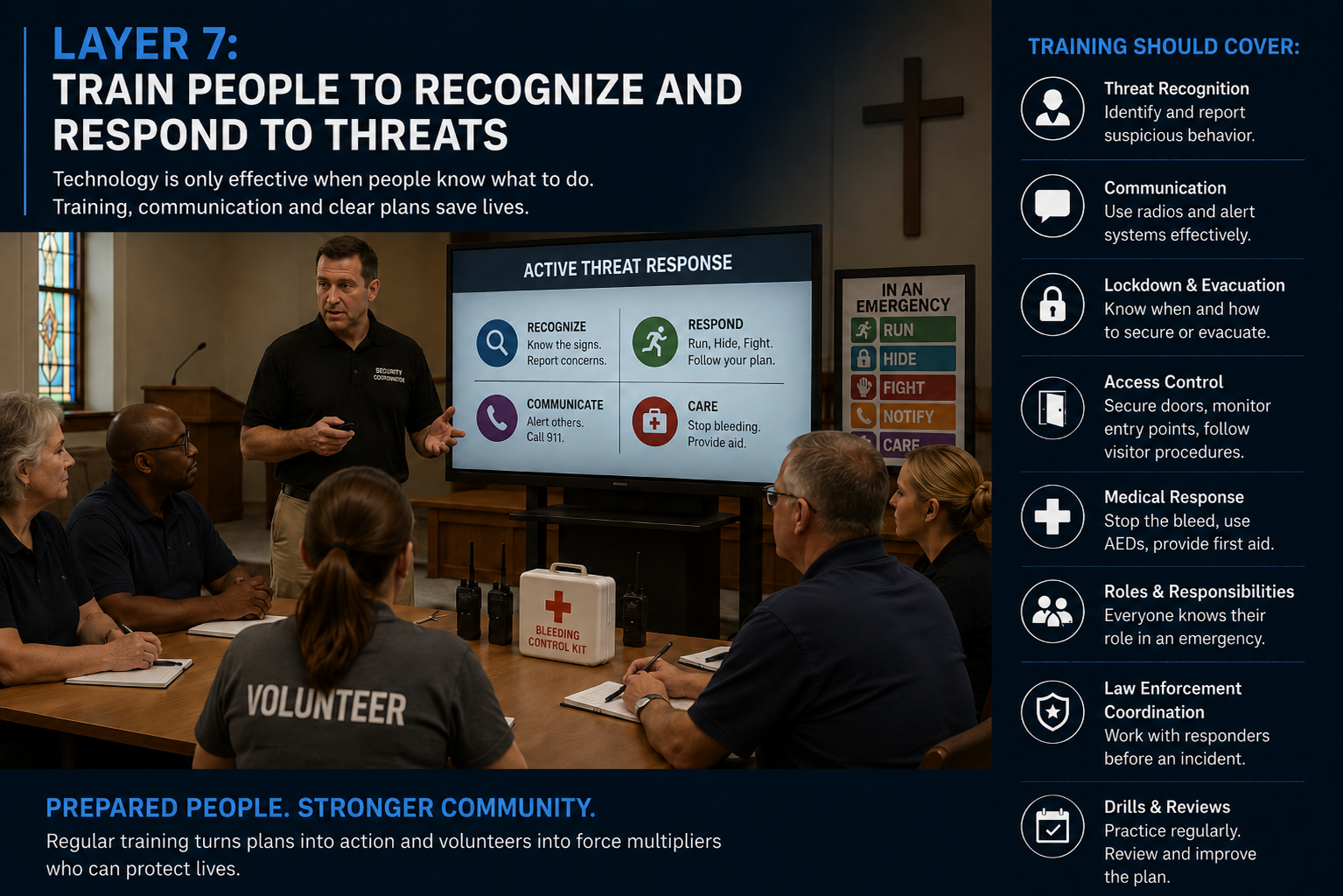 Train people to recognize and respond to threats